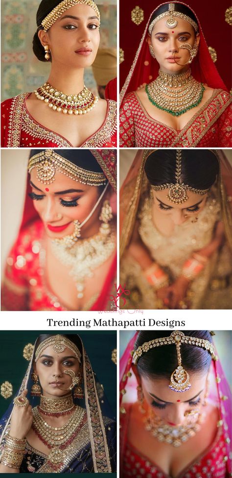 A mathapatti can prove to be the highlight of your bridal jewellery. Save some mathapatti and bridal necklace designs from here. #mathapatti #mathapattidesigns #bridaljewellery #indianbrides #pakstanibides #pakistanibridaloutfit #bridalnecklace #bridalmakeup #bridalwear #trndnglehenga #sabyasachijewellery #sabyasachilehenga #indianweddings #anitadongrelehenga #jewellery #earringsdesigns #nathdesigns #ringdesigns #mathapattisouthindian #mathapattiheadpiece #mathapattigold #mathapattihairstyles Maatha Patti Brides South Indian, Matha Patti Bridal Indian Weddings, Bridal Mathapatti Hairstyles, Mathapatti Brides, Mathapatti Hairstyles, Matha Patti Designs, Matha Patti Bridal, Wedding Buns, Matha Patti Hairstyles