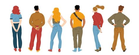 People from behind male or female charac... | Free Vector #Freepik #freevector #back-view #cartoon-people #people #people-line People From Behind Reference, Character From Behind, Person From Behind, People From Behind, T Shirt Clipart, Vector People, Cartoon People, Cartoon Man, About People