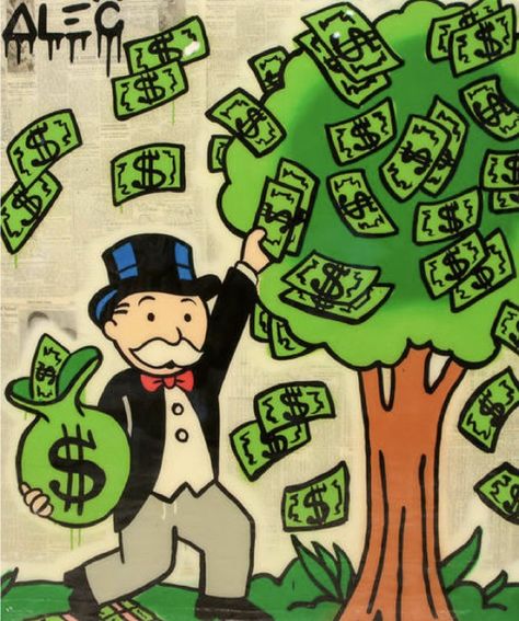 Let your money work for you. When you put your money into a compound interest account, every year 10% interest is added to your account. However, when the interest is added it’s added to the total in your account, including the interest added the previous years. Alec Monopoly Wallpaper, Money Art Design, Money Illustration Art, Money Artwork, Money Design Art, Dagobert Duck, Pop Art Tattoos, Money Drawing, Money Art