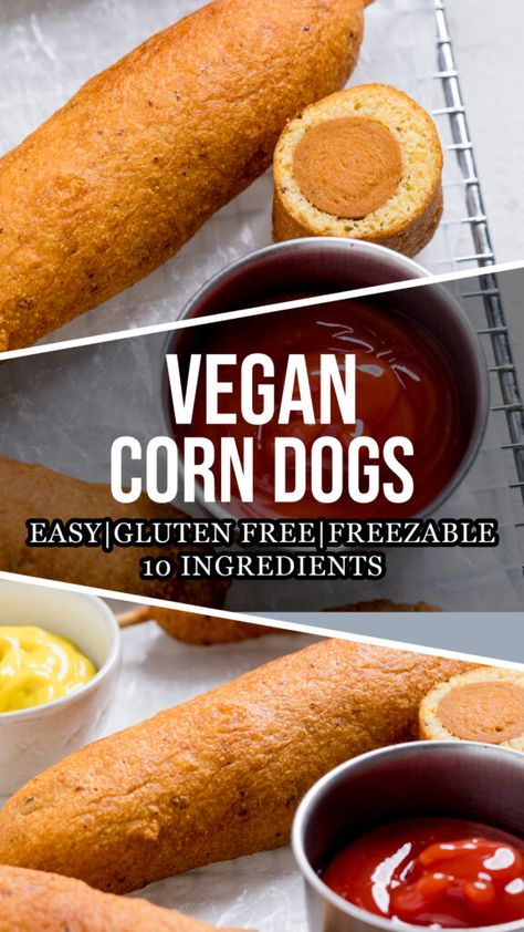 Vegetarian Corn Dogs, Party Food Vegan, Vegan Fodmap, Vegan Corn Dogs, Veg Meals, Vegan Hot Dog, Corndog Recipe, Vegan Junk Food, Vegan Party