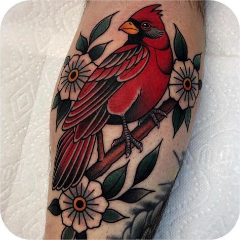 Cardinal Tattoo, Cardinal Tattoos, Bird Tattoos For Women, American Traditional Tattoo Ideas, Traditional Tattoo Ideas, Bird Tattoos, American Tattoos, Traditional Tattoo Design, Traditional Tattoo Art