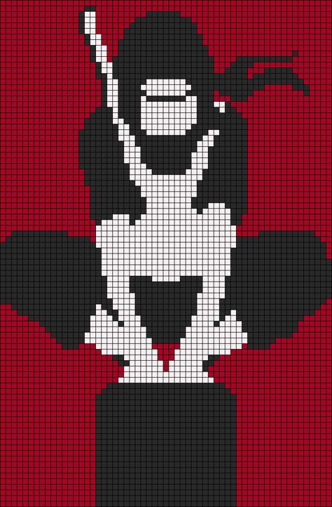 Alpha pattern #139025 | BraceletBook Itachi Crochet Pattern, Naruto Tapestry Crochet, Inuyasha Alpha Pattern, Naruto Pixel Art Grid, Naruto Perler Beads Pattern, Alpha Pattern Naruto, Crochet Anime Tapestry, Crochet Grid Patterns Anime, Naruto Crochet Pattern Free