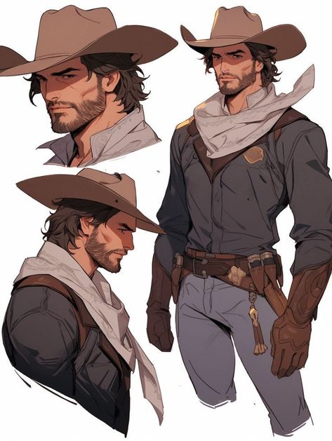 #wattpad #fanfic After learning the dark truth about the extermination day in Hell, the Embassy casts you out to prevent word of this from ever spreading throughout Heaven. Although you are now a fallen angel, life in Hell wasn't so bad as you believed it to be. Old Western Cowboy Outfit, D&d Gunslinger Art, Cowboy Body Reference, Person Wearing Cowboy Hat, Cowboy Superhero Art, Cowboy Outfit Drawing Reference, Cowboy Concept Art Character Design, Cowboy Drawing Pose, Cowboy Artwork Character Design