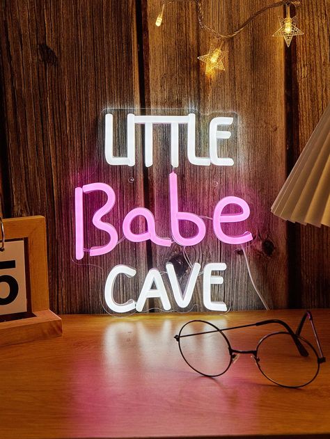 1pc Letter Shaped Neon Light, Modern PS Led Neon Light Sign For Home Babe Cave Sign, Cute Lamps, White Neon Sign, Home Decor Cute, Girl Cave, Neon Rose, Babe Cave, Cute Letters, Led Neon Lighting