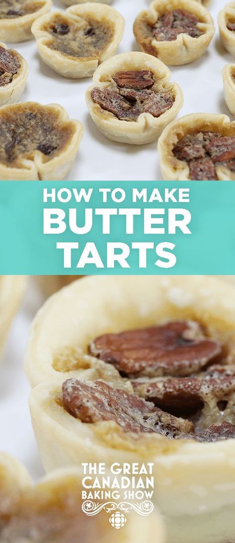 How to Make Butter Tarts | Judge Rochelle Adonis walks us through how to make the perfect butter tart. The Great Canadian Baking Show, season 1 episode 4, Canada week, baking tutorial videos, Canadian baked goods recipes Canadian Baking Show Recipes, Canadian Baking, Fruit Cake Recipe Christmas, British Bake Off Recipes, Trifle Dessert Recipes, Bake Off Recipes, Canadian Cuisine, Make Butter, Butter Tarts