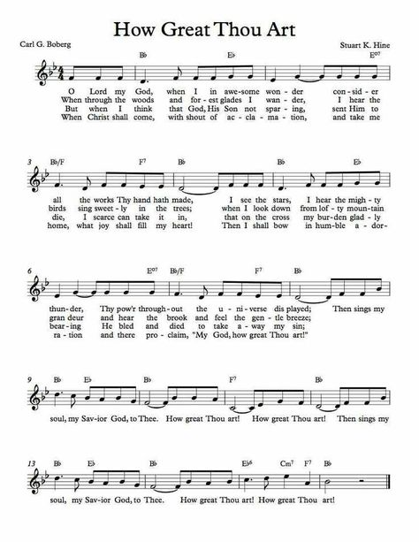 How Great Thou Art Lyric Ideas, Art Lyrics, Gospel Song Lyrics, Fiddle Music, Hymn Sheet Music, Hymn Music, Clarinet Music, Hymns Lyrics, Christian Song Lyrics