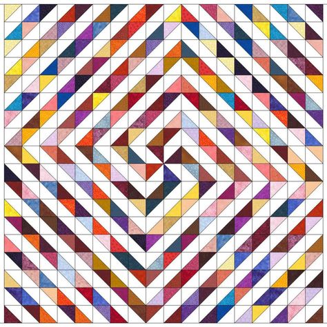 Hst Quilt Patterns, Sunburst Quilt, Hst Quilt, Half Square Triangle Quilts Pattern, Pixel Quilting, Triangle Quilt Pattern, Triangle Quilts, Half Square Triangle Quilts, Charm Quilt