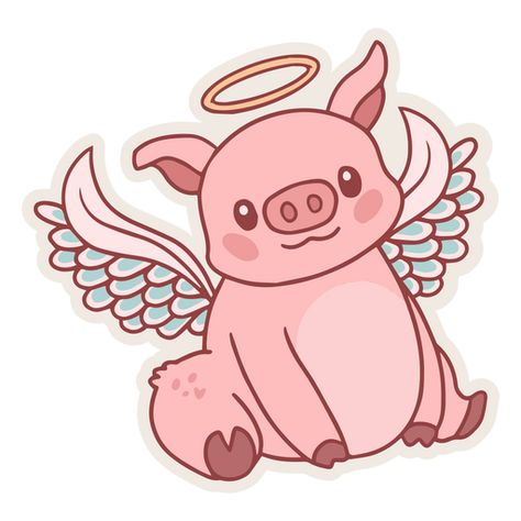 Pig cute angel animals PNG Design Pig With Wings, Angel Cartoon, Pig Cute, Pig Tattoo, Flying Pigs, Facebook Cover Images, Cute Angel, Pig Art, Angel Drawing