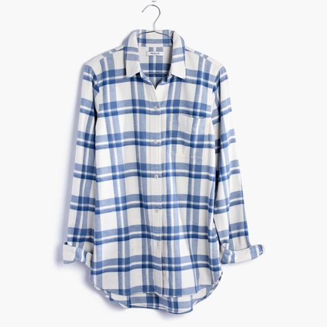 Our signature tomboy button-down in forever-perfect plaid flannel. Ex-boyfriend shirt, next-boyfriend attitude. <ul><li>True to size.</li><li>Cotton.</li><li>Machine wash.</li><li>Import.</li></ul> Boyfriend Plaid Shirt, Blue Flannel Shirt, Dr Shoes, Blue Button Up Shirt, Sock Outfits, Plaid Shirts, Blue Flannel, Blue Plaid Shirt, Pinterest Outfits