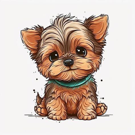 Premium Photo | A cartoon dog with a green collar sits on a white background. York Dog, Tulip Drawing, Cute Dog Drawing, Flower Line Drawings, Cute Dog Collars, 강아지 그림, Custom Dog Collars, Dessin Adorable, Animal Sketches