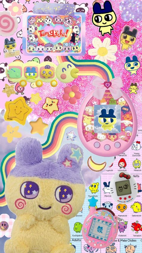 Tamagotchi ⭐️🌙 #tamagotchi #mametchi #gaming #cute #kawaii #stars #retro #aesthetic #kawaiiaesthetic #pink #yellow Tamagotchi Wallpaper Desktop, Tomogatchi Aesthetic, Japan Kawaii Aesthetic, Tamagotchi Wallpaper Iphone, Tamagotchi Background, Tomagatchi Aesthetic, Tomagatchi Art, Aesthetic Tamagotchi, Tamagotchi Wallpaper