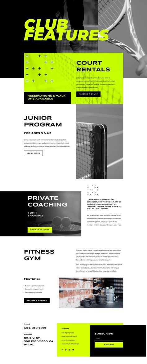 Fresh Website Design, Tennis Website Design, Basketball Design Graphics, Sport Website Design, Sports Website Design, Club Website Design, Fitness Website Design, Bold Website Design, Club Layout