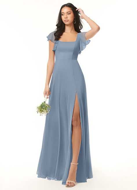 Style Vert, Gorgeous Bridesmaid Dresses, Bridesmaid Dresses Azazie, Dusty Blue Bridesmaid Dresses, Blue Bridesmaid Dress, Chiffon Bridesmaid Dresses, Azazie Bridesmaid Dresses, Blue Bridesmaid Dresses, Dress Dusty