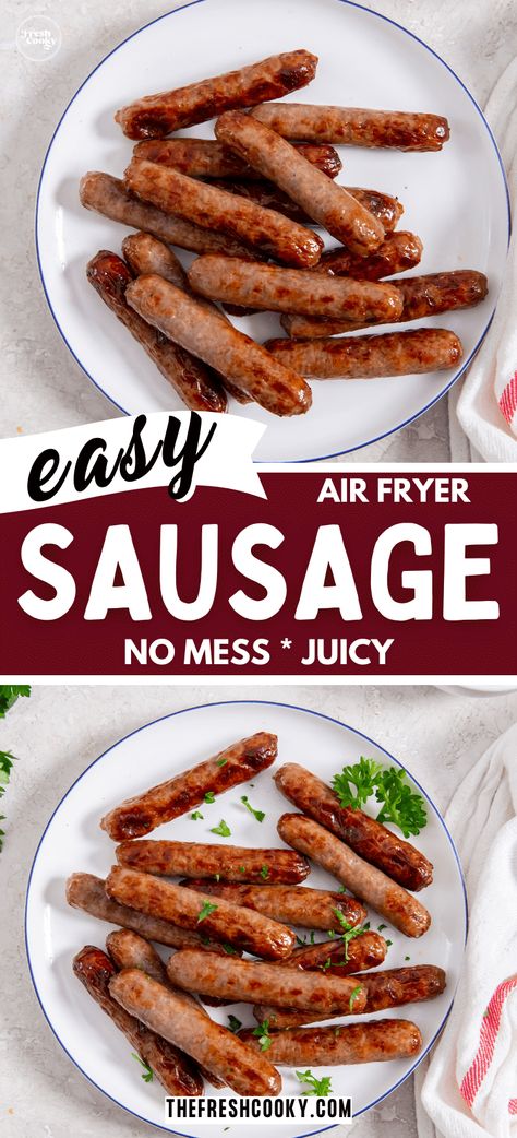 Air Fryer Sausage Links, Air Fryer Breakfast Sausage, Sausage In Air Fryer, Link Sausage, Air Fryer Sausage, Air Fryer Breakfast, Pork Breakfast Sausage, Breakfast Sausage Links, Chicken Sausages