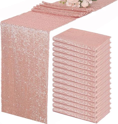 Amazon.com: 15 Pack Sequin Table Runner 12 X 108 Inch Glitter Rose Gold Table Runner Dining Table Runner for Wedding Engagement Birthday Party Holiday Banquet Baby Bridal Shower Bachelorette Decorations : Home & Kitchen Rose Gold 30th Birthday Party Decor, 90 Th Birthday Party Ideas Table Decorations, Elegant 80th Birthday Party Decorations, Rose Gold New Years Eve Party, Black White And Rose Gold Wedding Decor, Rose Gold Tablescape, Ideas For 90th Birthday Party Mom, Black Gold And Pink Party Decoration, Pink Graduation Decorations