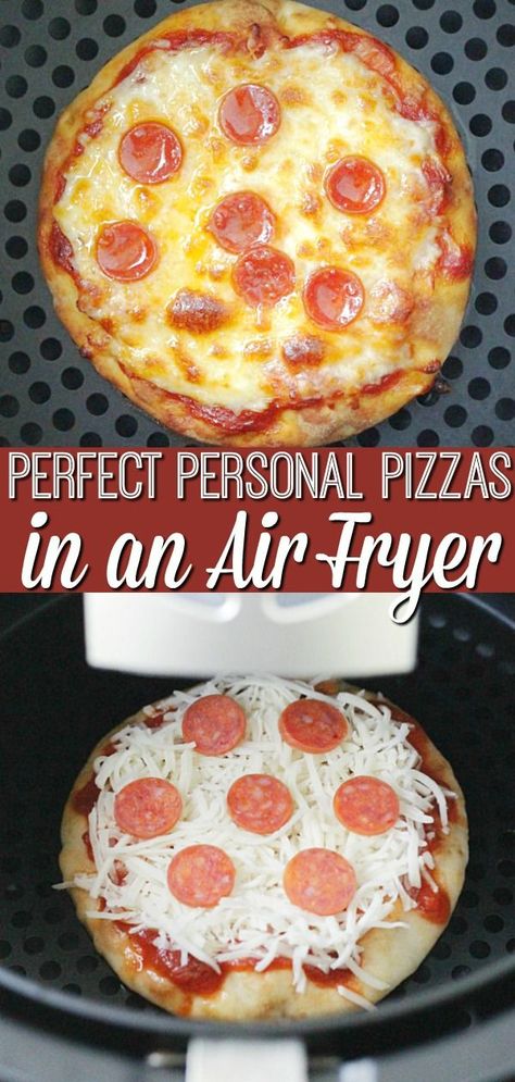 Perfect Personal Pizzas (in an Air Fryer) | Foodtastic Mom #airfryerrecipes #personalpizzas #pizza #afterschoolsnacks Air Fryer Recipes Potatoes, Personal Pizzas, Frying Recipes, Pizza Station, Vegan Naan, Soya Mumu, Personal Pizza, Ninja Recipes, Air Fryer Oven Recipes