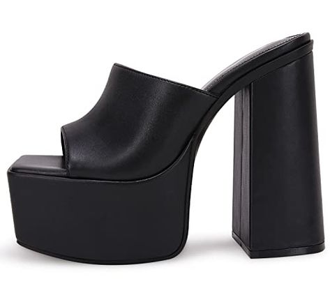 Lim Sieben's Amazon Page Open Toe High Heels, Platform Block Heels, Chunky Sandals, Chunky Block Heels, 3 Inch Heels, Womens Mules, High Quality Shoes, Black Platform, Thick Heels