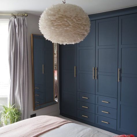 Navy Bedroom, Fitted Wardrobe, Storage Solutions Bedroom, Bedroom Redesign, Fitted Bedrooms, Sliding Wardrobe Doors, Bedroom Trends, Best Bedroom, Fitted Wardrobes