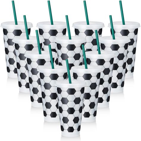 PRICES MAY VARY. Rich Package Content: each package includes 12 pieces of soccer tumblers with straws, enough for soccer fan clubs, teams, or events; It's a suitable and convenient choice for parties, gatherings, matches or as gifts to soccer fans Ideal Size: this plastic tumbler with lid and straw measures about 6.81 x 4.17 x 2.36 inches/ 17.3 x 10.6 x 6 cm, and about 24 oz in capacity, allowing you to enjoy your favorite drink comfortably during traveling and outdoor activities; Its compact st Christmas Gifts For Soccer Players, Soccer Team Gifts End Of Season, End Of Season Soccer Gifts, Soccer Theme Birthday Party, Soccer Party Favors, Soccer Team Gifts, Women Birthday Party, Soccer Birthday Parties, Soccer Theme