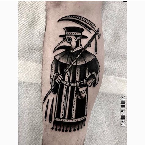 Old School Plague Doctor Tattoo, American Traditional Plague Doctor Tattoo, Traditional Tower Tattoo, Plauge Doctor Traditional Tattoo, American Traditional Plague Doctor, Dr Plague Tattoo, Plague Doctor Mask Tattoo, Plaque Doctor Tattoo, Traditional Plague Doctor Tattoo