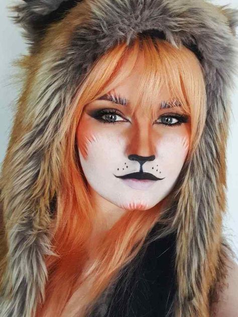 90 Cat Makeup Halloween: Simple &Amp; Easy Looks For Kids And Adults 24 Cat Makeup Halloween Pretty, Fox Makeup Halloween, Cat Makeup For Kids, Makeup Halloween Simple, Fox Pfp, Fox Face Paint, Black Cat Makeup, Fox Halloween Costume, Simple Cat Makeup