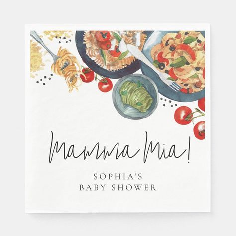 Mamma Mia! Watercolor Italian Food Baby Shower Editable Blank Pasta Themed Baby Shower Ideas, Italy Baby Shower Theme, Pasta Baby Shower Theme, Italian Theme Baby Shower Ideas, Italian Themed Baby Shower Ideas, Italian Baby Shower Theme, Italian Baby Showers, Food Baby Shower, Italian Theme