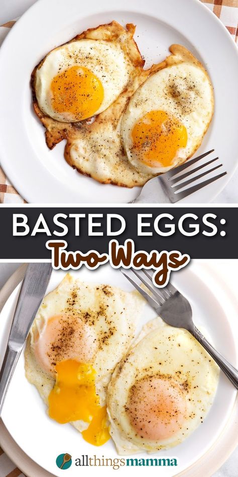 basted eggs two ways served on a white round plate Basted Eggs, Ways To Make Eggs, Eggs Breakfast, Mouthwatering Recipes, Quick And Easy Breakfast, Breakfast Breads, Favorite Food, Easy Breakfast, Breakfast Ideas