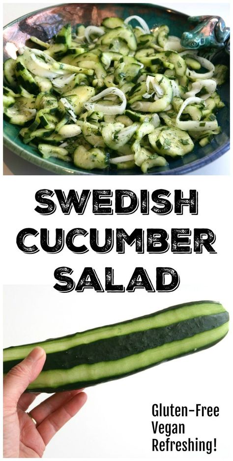 Swedish Cucumber Salad is clean, fresh, sweet and sour, sharpened with dill and parsley, a perfect foil for lots of main dishes, and a wonderful way to use summer’s bounty of cukes. #shockinglydelicious  #cucumber  #salad  #easyrecipe  #summer Cucumber Dill Salad, Swedish Recipes, Vinaigrette Recipes, Yummy Salad Recipes, Easy Salad Recipes, Cucumber Salad, Chicken Salad Recipes, Fresh Salads, Salad Dressing Recipes