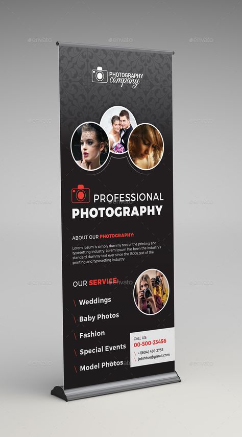 Photography Roll-up Banner #Ad #Photography, #Sponsored, #Roll, #Banner Photography Standee Design, Photography Banner Design, Studio Banner Design, Creative Banner Ads, Umbrella Template, Cart Visit, Photography Banner, Pull Up Banner Design, Band Banners