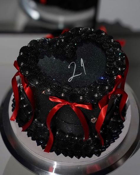 Atlanta Custom Cakes on Instagram: "Inquire through the link in our bio for your dream custom cake. 🖤 #heartcake #vintagecake #atlantacakes" Red Black Birthday Theme, Black And Red Heart Cake, Vampire Cake Birthday, Birthday Cake Red And Black, Red And Black Heart Cake, Black And Red Birthday Cake, Red And Black Birthday Cake, Red And Black Birthday Theme, Black And Red Birthday Theme