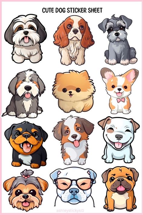 Cartoon Dog Drawing, Chibi Dog, Cute Dog Drawing, Idee Cricut, Puppy Drawing, 강아지 그림, Dog Illustration, Dessin Adorable, Cute Easy Drawings