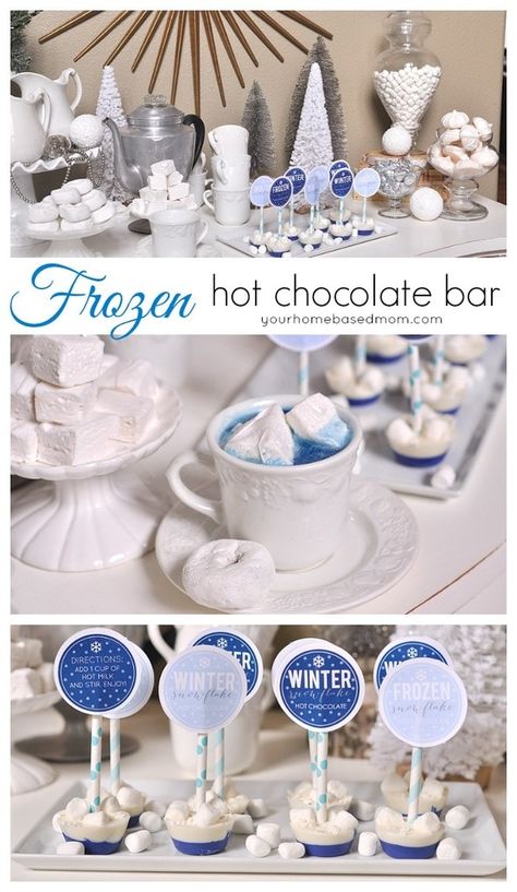 Frozen Hot Chocolate Bar, Crafts Homemade, Food Bars, Hot Chocolate Bar, Frozen Hot Chocolate, Delicious Hot Chocolate, Frozen Themed, Christmas Hot Chocolate, Swan Princess