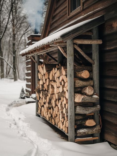 25 Outdoor Firewood Storage Ideas – The DIY Desire Store Wood Outside Ideas, Pallet Wood Fire Storage, Diy Indoor Firewood Rack, Log Store Outdoor, Wood Pile Storage Outdoor Diy, Built In Log Storage, Fire Pit Wood Storage, Log Store Ideas, Wood Rack For Firewood