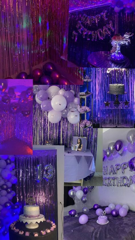 Purple Party Asthetics, 21st Birthday Ideas Purple, Euphoria Disco, Purple 21st Birthday, Euphoria Birthday, Cabin Weekend, Pink Sweet 16, Neon Birthday Party, Sweet Sixteen Birthday Party Ideas