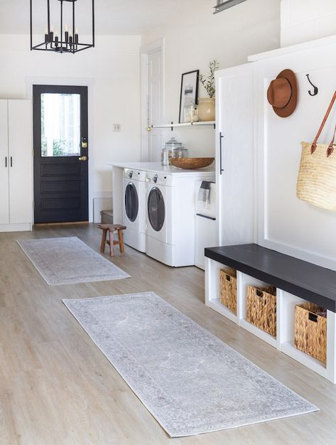 Laundry Room In Garage Ideas Diy, Laundry Room Connected To Garage, Garage Laundry Makeover, Garage Converted To Laundry Room, Garage To Laundry Room Conversion, Converted Garage Laundry Room, Convert Garage To Laundry Room, Garage To Mudroom Conversion, Mud Room Garage Entry