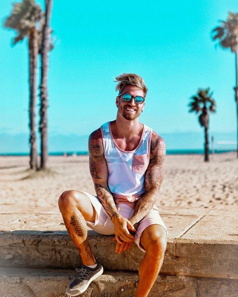 I love when he smiles! 🥰🙈 #travisdeslaurier #deslaurier #beardstyle #beard #tattoos #tattoo #beach #beachboy #ocean #handsome Travis Deslaurier, When He Smiles, Tattoo Beach, Beach Outfit Ideas, Mens Beach Style, Outfit Ideas Men, Best Man's Outfit, Honeymoon Style, Men Photoshoot