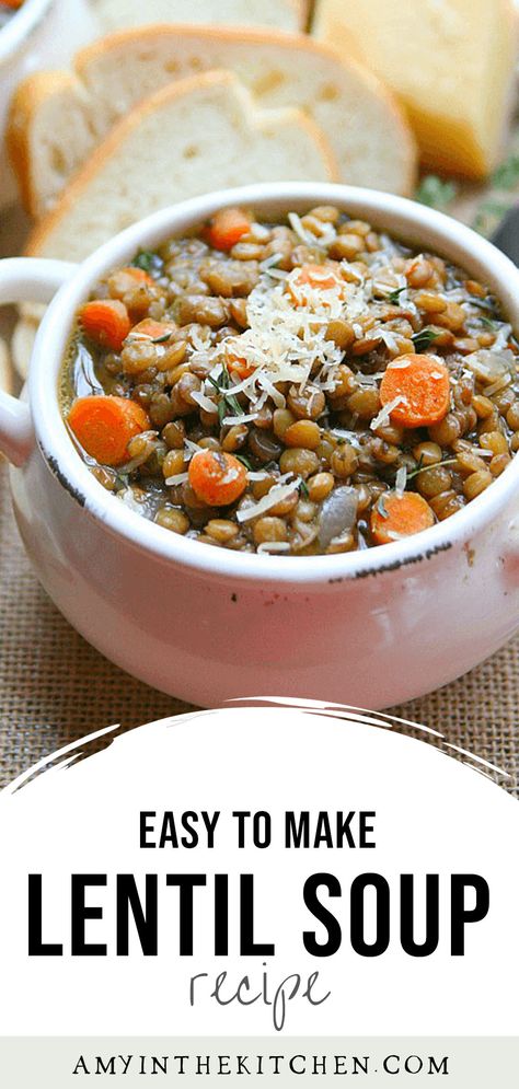 Brown Lentil Soup, Italian Lentil Soup Recipe, Healthy Lentil Soup, Stove Top Soup, Homemade Lentil Soup, Best Lentil Soup, Lentil Potato Soup, Lebanese Lentil Soup, Best Lentil Soup Recipe