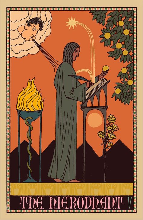 Tarot The Hierophant, Hierophant Tarot, Tarot Cards Art Illustration, Angel Tarot Cards, Angel Tarot, The Hierophant, Tarot Major Arcana, Daily Tarot, Tarot Cards Art