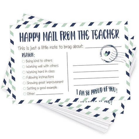 PRICES MAY VARY. Classroom incentive cards - This Mail Letter incentive cards send positive feedback home to parents, highlighting students' good behavior. What you get - You will get a bulk pack of 50pcs 4" x 6" Teacher Mail Postcards, there's plenty of space to personalized messages to parents about their child’s classroom behavior. Delightful Design - Vibrant and engaging, these cards are designed to bring a smile to the faces of young kids, from preschool to elementary school students. Quali Positive Postcards For Students, Positive Note Home From Teacher, Classroom Highschool, Teacher Mail, Positive Cards, Positive Notes Home, School Age Activities, School Speech Therapy, Art Lessons Middle School