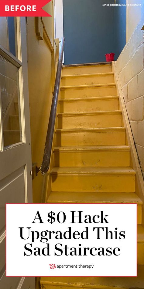 Decorating The Staircase Wall, Brighten Up Staircase, Large Stair Landing Ideas, How To Make Narrow Stairs Wider, Boho Home Makeover, Decorate Basement Stairway, Fun Painted Stairs, Enclosed Staircase Wall Decor, Budget Stair Makeover