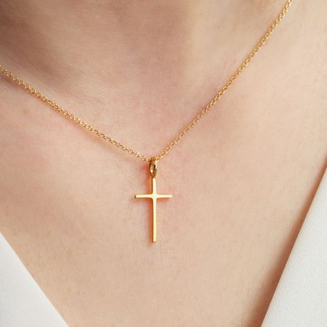 Cross Pendant Necklace Woman, Cross Necklace Gold, Diamond Stacking Rings, Solid Gold Necklace, Gold Cross Necklace, Sapphire Necklace, Gold Cross, Cross Pendant Necklace, Athens Greece