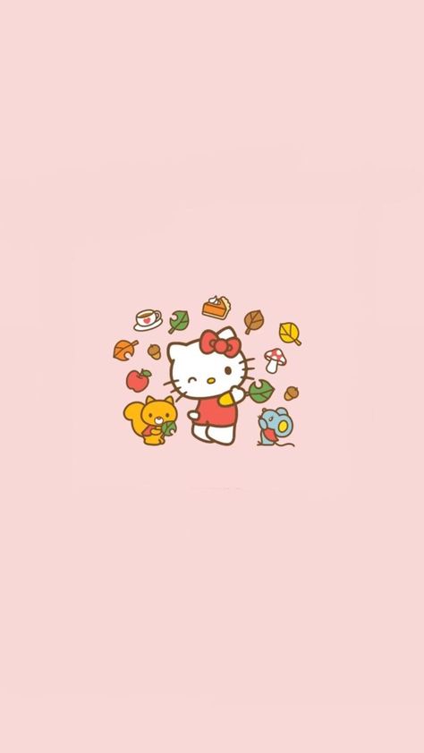 Sanrio Fall Widgets, Sanrio Fall Wallpaper Iphone, Hello Kitty October Wallpaper, Fall Wallpaper Sanrio, Hello Kitty Halloween Wallpaper Ipad, Autumn Pink Wallpaper, Fall Girly Wallpaper, Y2k Fall Wallpaper, Fall Hello Kitty Pfp