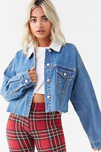 Frayed Hem Denim Jacket New York Outfit, Waist Coat, Forever 21 Jacket, Women's Jackets, Printed Blazer, Outerwear Coats, Outerwear Women, Coats Jackets Women, Sweater Shop