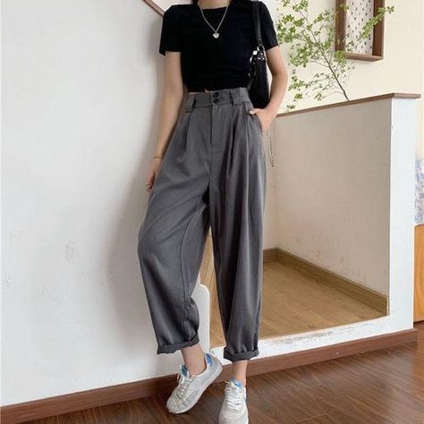 Wide Leg Pants Summer, Women Wide Leg Pants, Mode Ulzzang, Summer Pants Women, Ankle Length Pants, Style Minimalist, Women Pants Casual, Pants Women, Streetwear Women