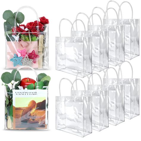 PRICES MAY VARY. Material: This clear gift bag with handle is made of high quality transparent PVC plastic material,reusable,durable enough to serve for a long time.It features a roomy interior and sturdy handles for comfortable carrying, making it perfect for carrying groceries, clothes, or other items Dimension: Each large clear plastic gift bag measures about 11.82" x 11.82" x 3.94"/30cm x 30cm x 10cm,high capacity and easy to carry, please CHECK the size before purchasing Waterproof: The sur Clear Gift Bags, Mini Gift Bags, Plastic Gift Wrap, Plastic Gift Bags, Clear Tote Bags, Reusable Gift Bags, Fiesta Baby Shower, Baby Shower Party Favors, Handbag Organization