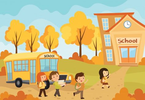 Children going to school. illustration o... | Premium Vector #Freepik #vector #school #kids #character #cartoon September School, Animation Schools, Kids Going To School, School Illustration, School Cartoon, Cartoon Books, Teacher Books, Childrens Books Illustrations, Going To School