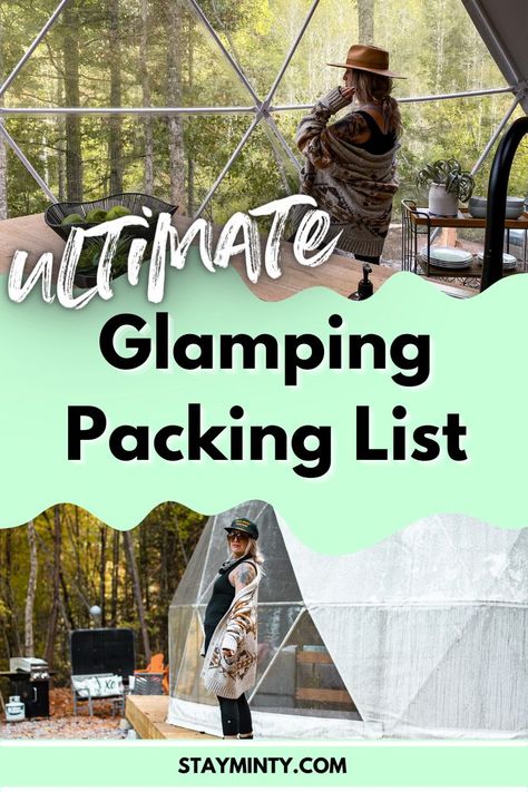 What To Take Glamping, Yurt Camping Glamping, Glamping List Packing Checklist, Glamping Checklist Packing Lists, Tent Camping Must Haves Glamping, Camping Packing List Clothes, Clothes To Pack For Camping, Yurt Camping Packing List, Glamping Essentials Packing Lists