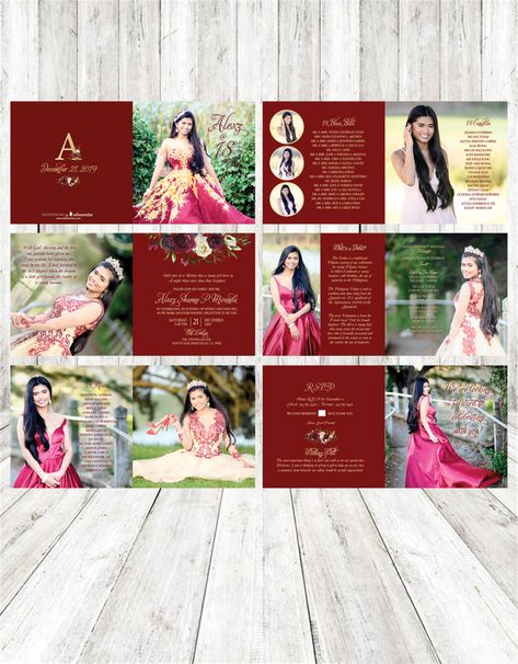 14 Burgundy Debut Theme, 18th Debut Invitation Ideas, Red Debut Theme, Invitation For Debut, Debut Invitation Template, Debut Invitation Ideas, Debut Invitation 18th, Scrapbook Invitation, 18th Birthday Debut