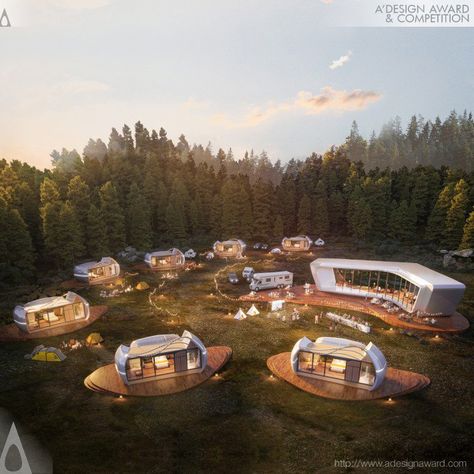 Resort Design Plan, Nomadic Lifestyle, Glamping Resorts, Construction Waste, Tiny House Community, Glamping Site, Resort Design, Holiday Village, Terrace Design