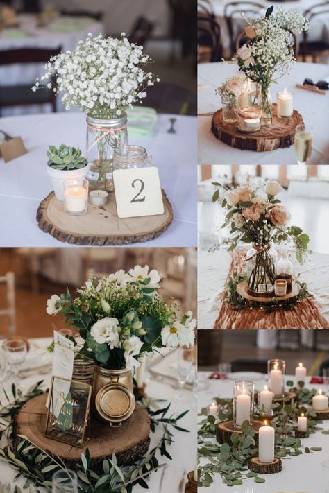 Zorganizuj TEN dzień w Pałacu Domaniowskim: https://palacdomaniowski.pl #weddingideas #wedding Tree Centrepiece Wedding, Simple Wedding Centerpieces, Rustic Wedding Centerpieces, Wedding Centerpieces Diy, Wedding Table Decorations, Diy Centerpieces, Tree Stump, Wedding Table Centerpieces, Wedding Cake Designs